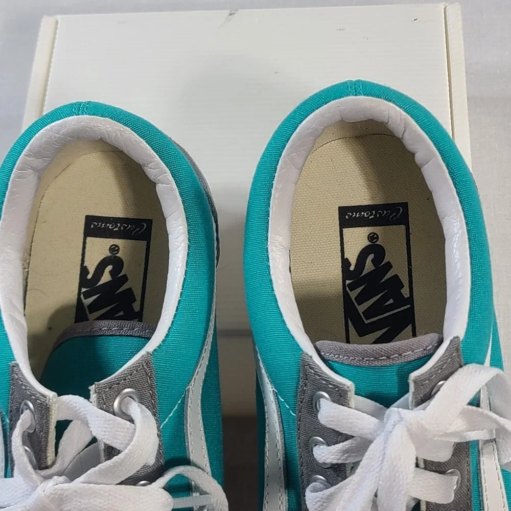 Vans Ols Skool Teal Gray Custom Shoes Men's 8 / Women's 9.5 New